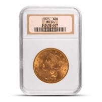 1875 Pre-33 $20 Liberty Gold Double Eagle Coin NGC MS63