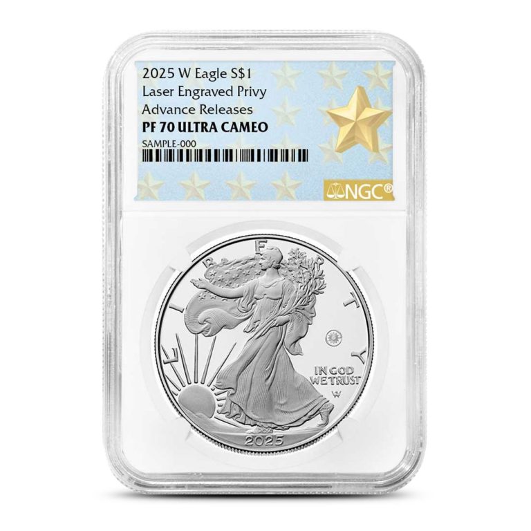 2025-W 1 oz Proof Laser Beam Privy American Silver Eagle Coin NGC PF70 UCAM AR