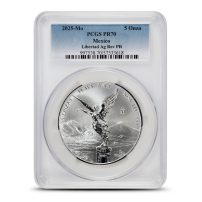 2025 5 oz Reverse Proof Mexican Silver Libertad Coin PCGS PR70