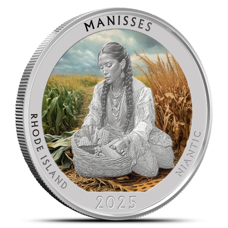 2025 1 oz Colorized Native America the Beautiful Rhode Island Silver Coin (Box + CoA)