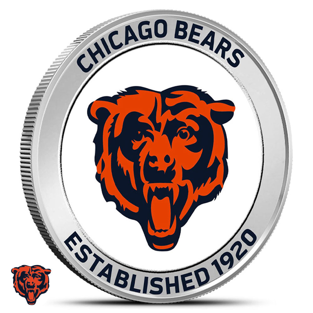 1 oz Colorized NFL Chicago Bears Silver Round (BU)