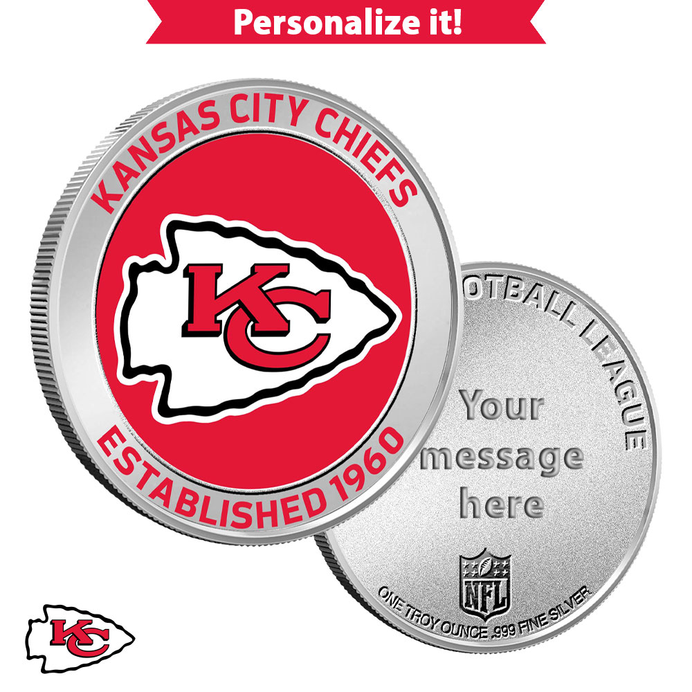 1 oz Colorized Engravable NFL Kansas City Chiefs Silver
